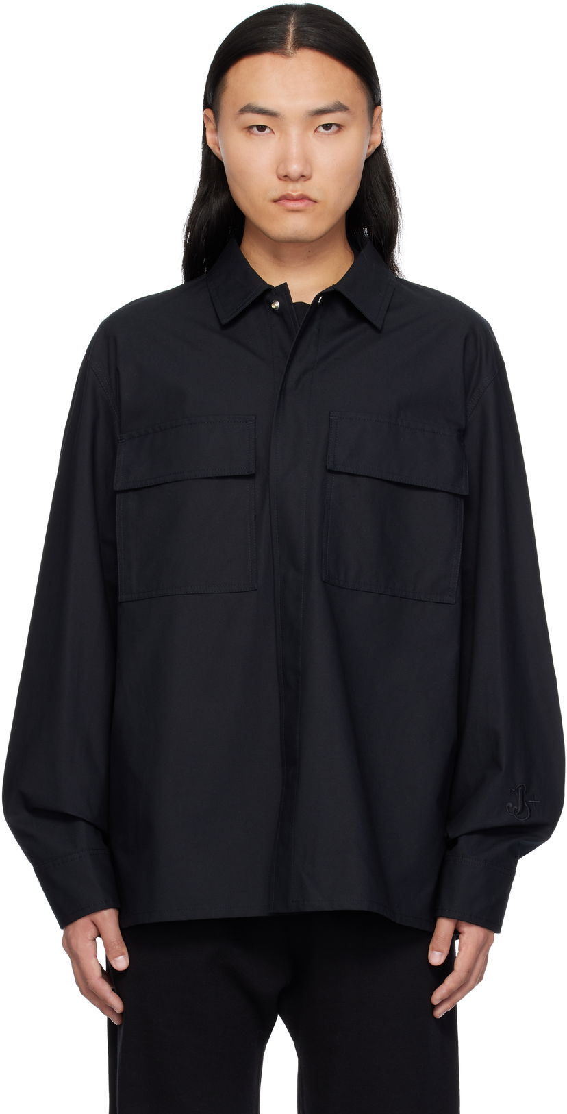 Сорочка Jil Sander Embroidered-Logo Синій | J47DL0137_J45039