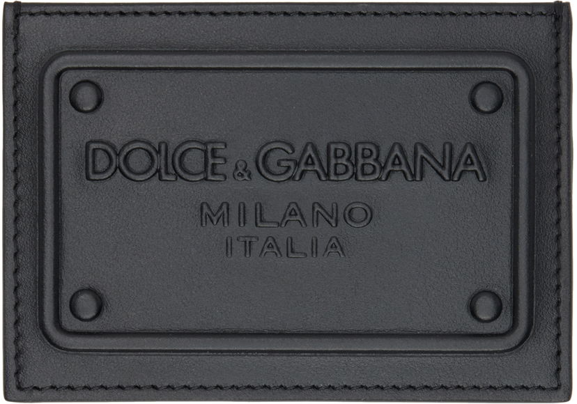 Гаманець Dolce & Gabbana Black Embossed Card Holder чорний | BP3239AG218