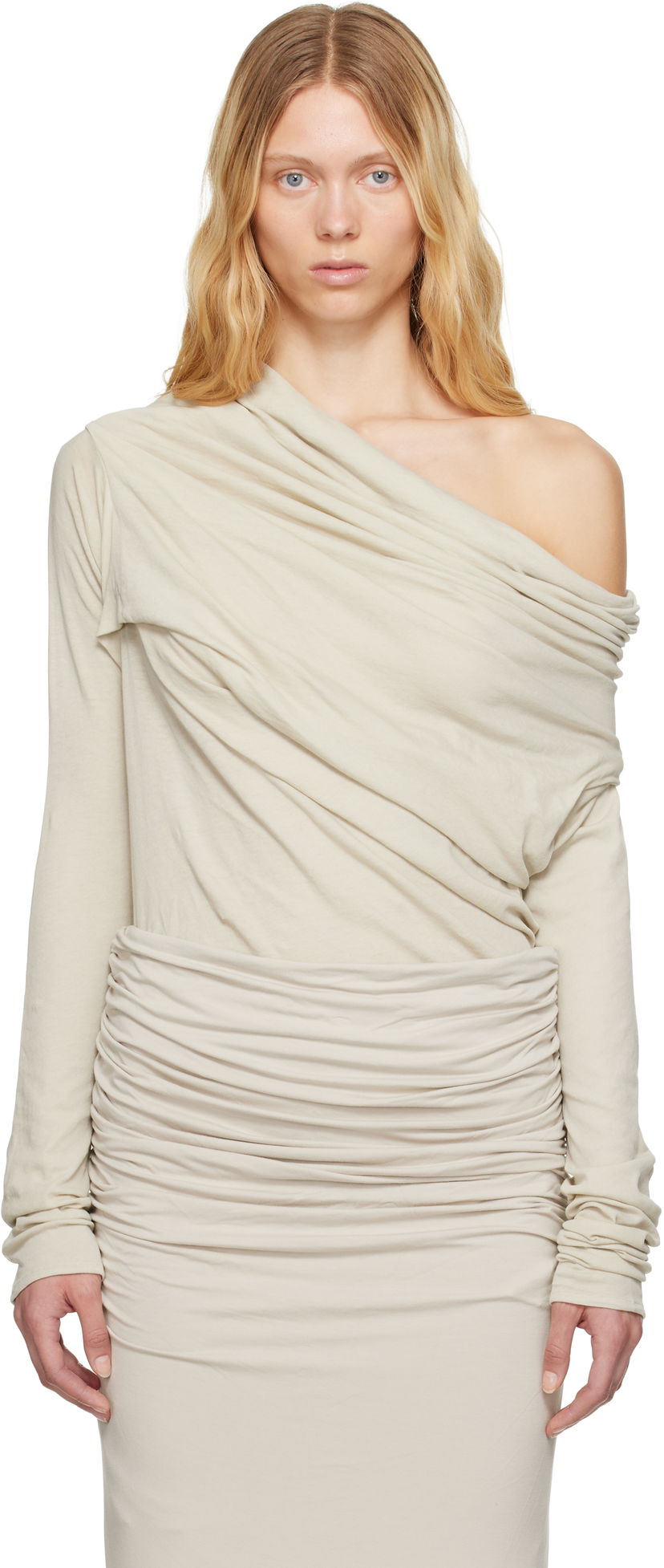 плаття Entire Studios Entire Studios Draped One-Shoulder Top бежевий | ESW-S25-8013-ST