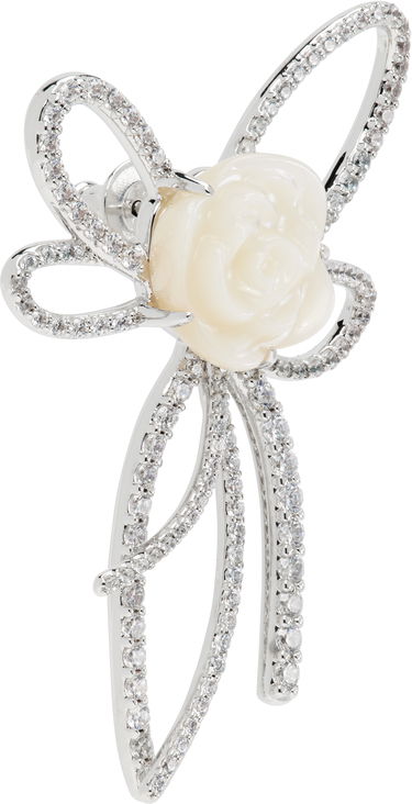 Pin SHUSHU/TONG YVMIN Edition Pearl and Diamond Bow Rose Single Earring білий | 22314SLV00DR, 1