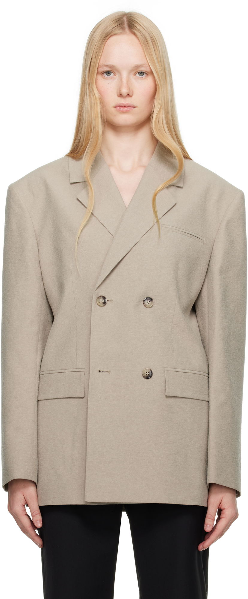 Куртка Nanushka Nanushka Diante Double-Breasted Blazer бежевий | NW25SSOW26092