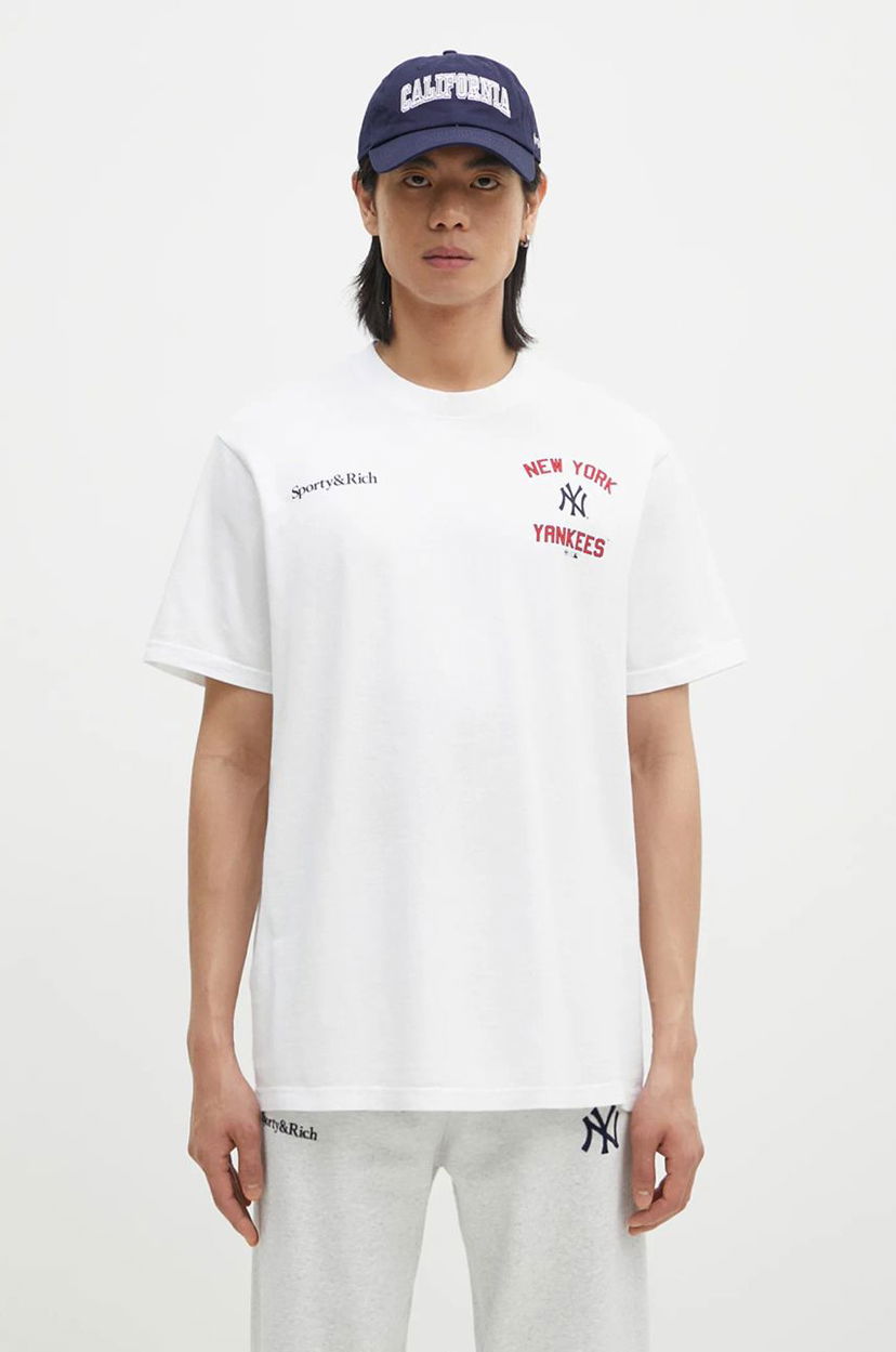 Футболка Sporty & Rich New York Yankees Graphic Print T-Shirt білий | TO043505300WH01
