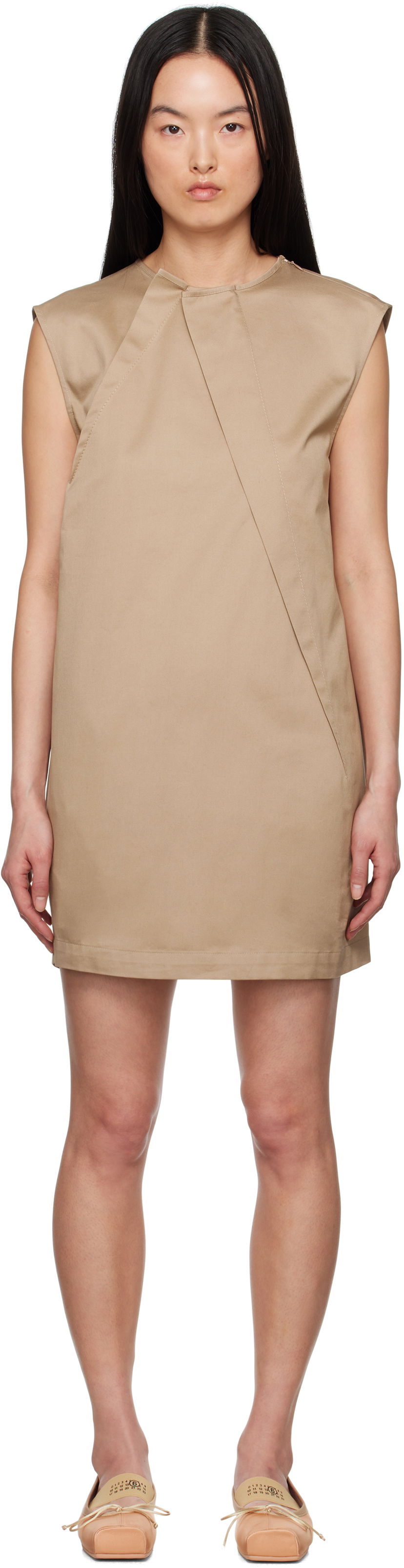 плаття Maison Margiela MM6 Maison Margiela Cotton Twill Darting Minidress бежевий | S52DA0056 M35368