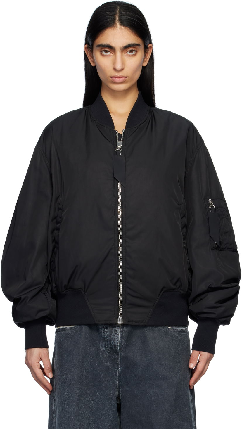 Куртка бомбер The Attico Attico Anja Bomber Jacket чорний | 250WCB00070 PLL001AA