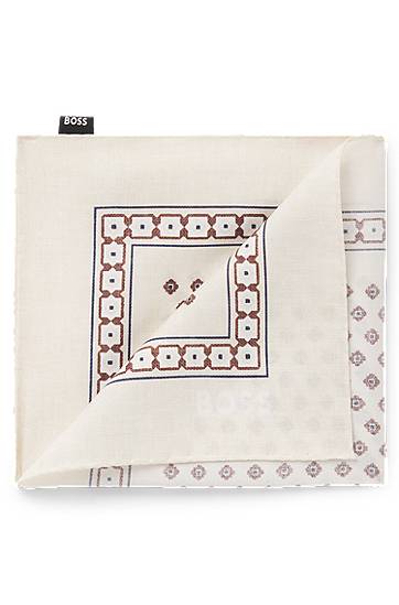 Шарф BOSS Digital Print Geometric Border Pocket Square бежевий | 50551097, 0