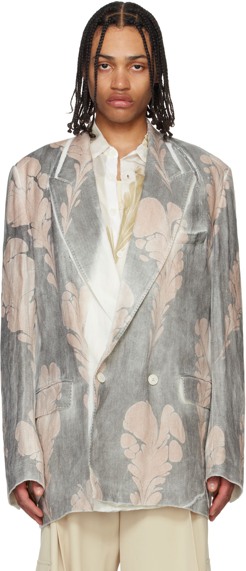 Куртка Dries Van Noten Dries Van Noten Hand Printed Blazer Сірий | 251-020410-1537