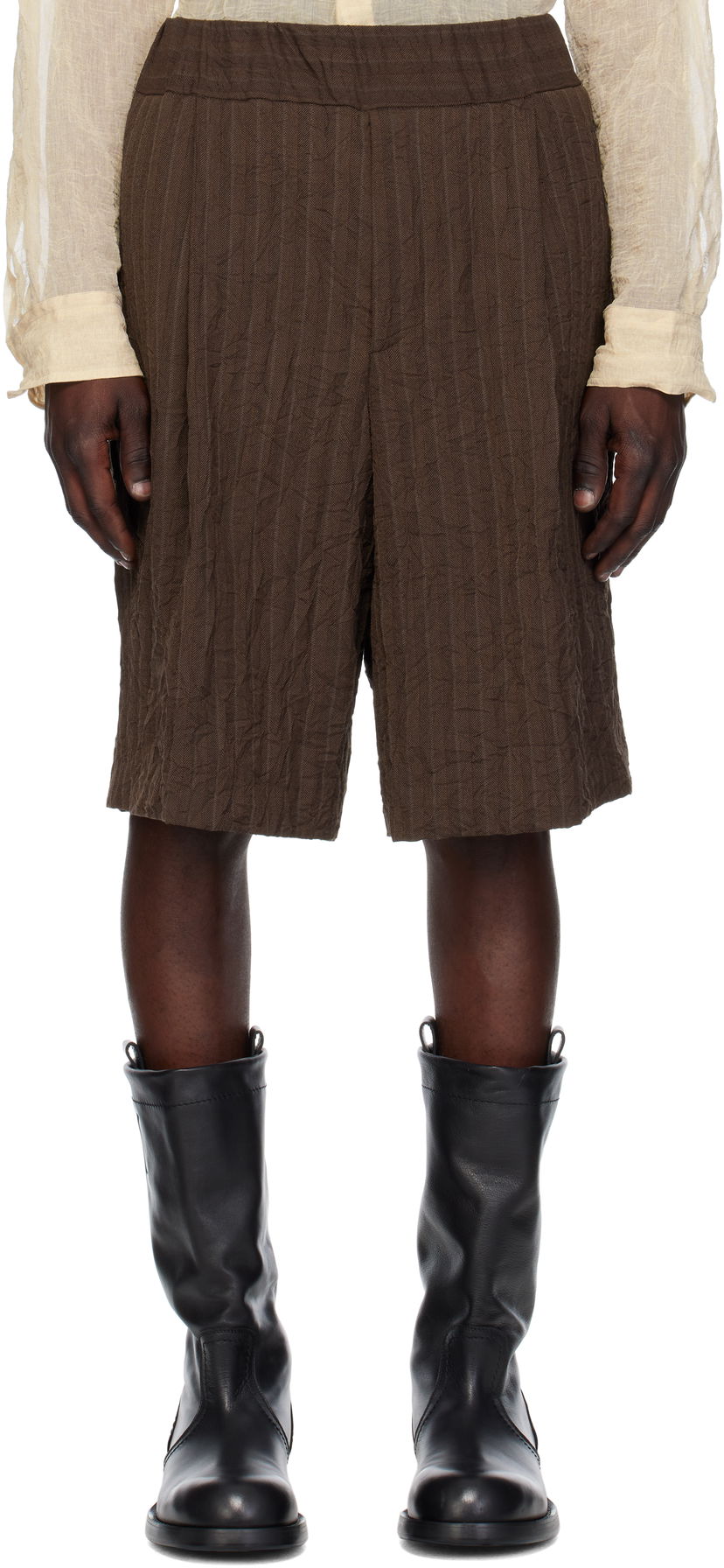 Шорти Dries Van Noten Dries Van Noten Pleated Bermuda Shorts Коричневий | 251-020953-1504