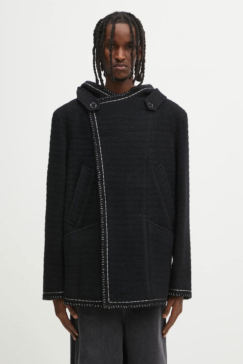 Пальто ADER ERROR Wool Blend Hooded Coat with Contrast Stitching чорний | BO01FWCT0104BK