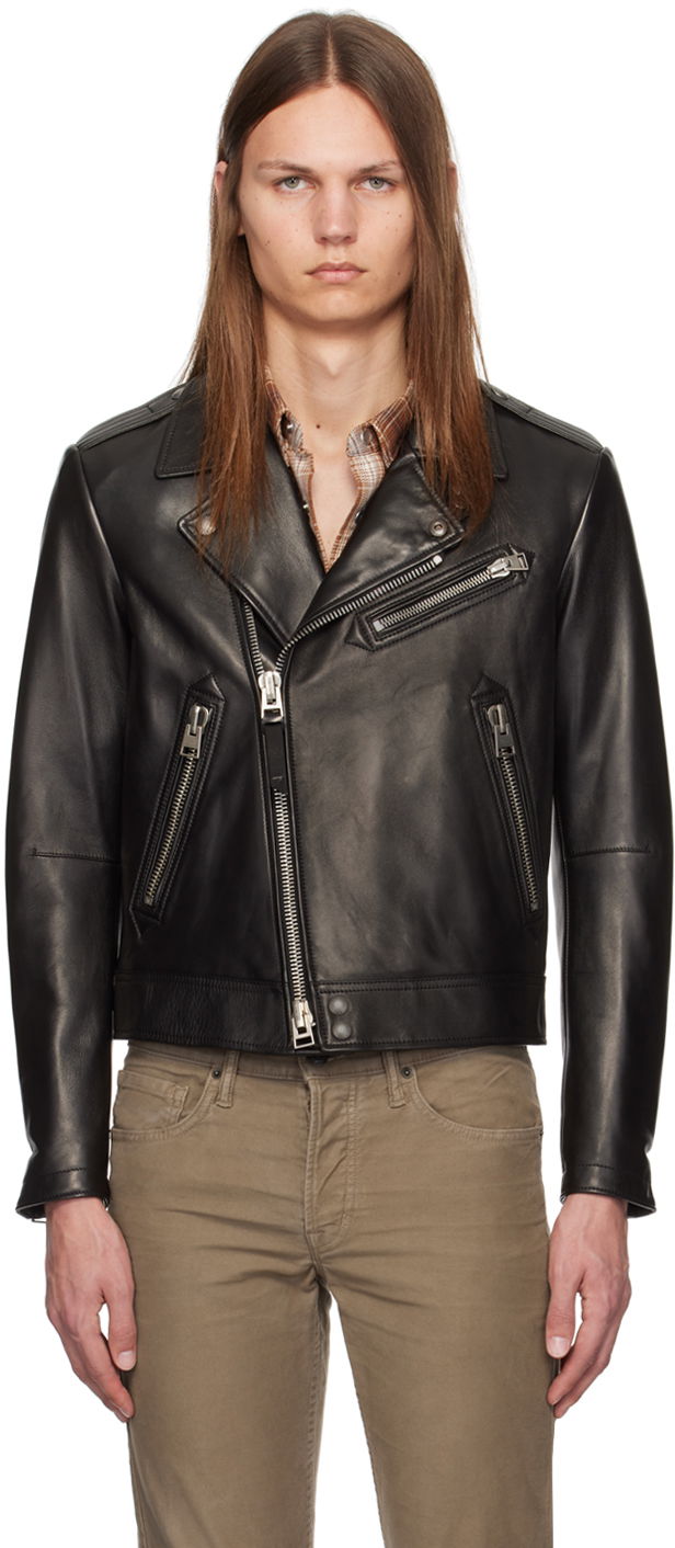 Куртка Tom Ford Asymmetric Leather Jacket чорний | LXR004-LMN014S24