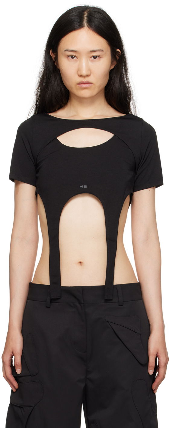 Кроп-топи HELIOT EMIL Harness Cutout T-Shirt чорний | HE_W_13_042_BLK01