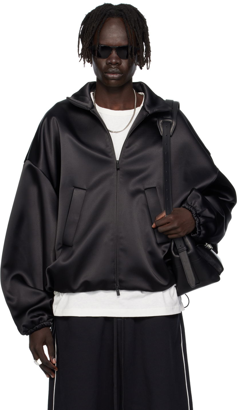Куртка бомбер Fear of God ESSENTIALS Bonded Satin Zip-Up Bomber Jacket чорний | 202SP258070F