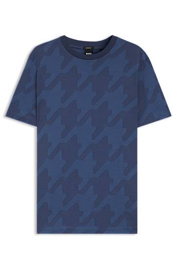 Футболка BOSS Houndstooth Jacquard T-Shirt Синій | 50518869