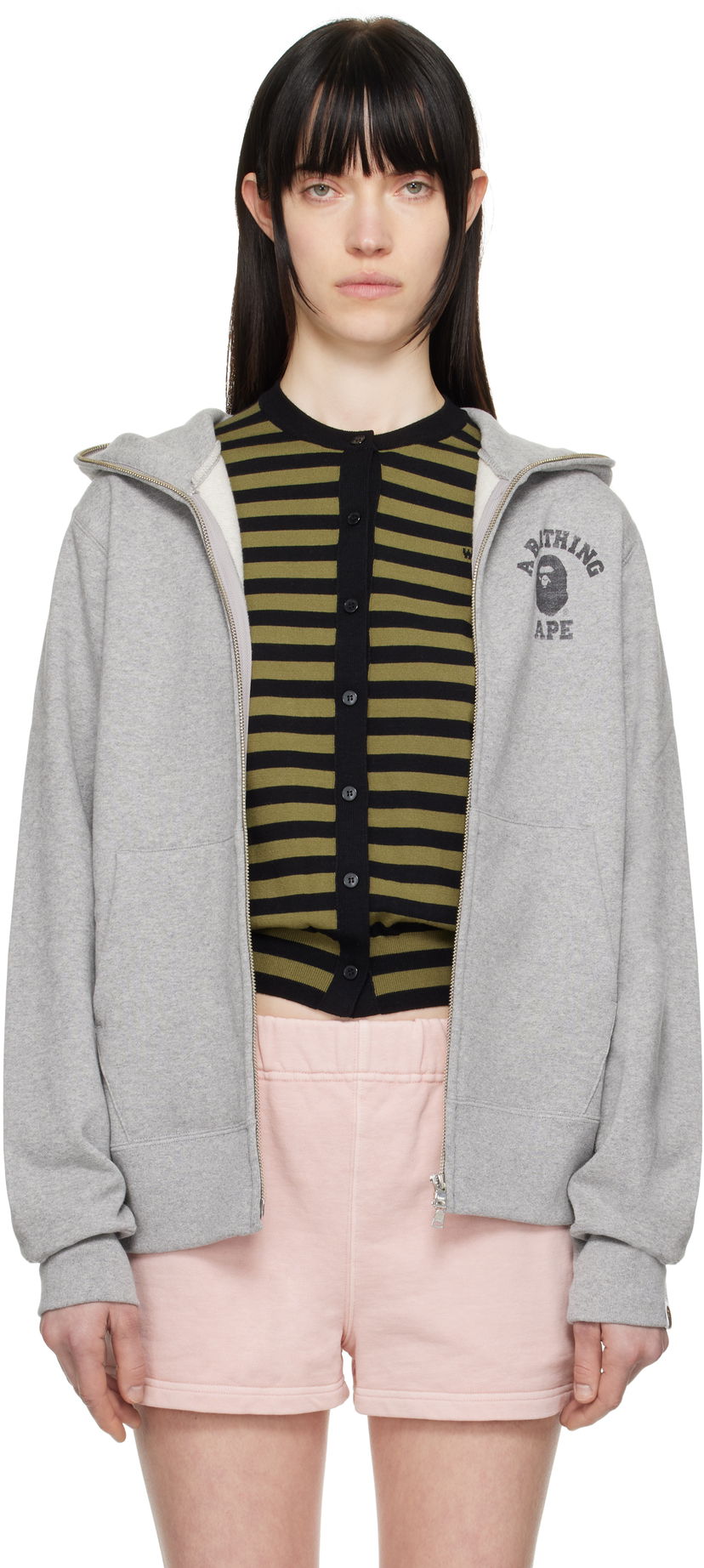 Світшоти BAPE A Bathing Ape Over Print Full Zip Hoodie Сірий | 001ZPK801002M