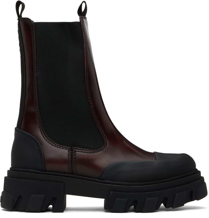 Одяг GANNI GANNI Cleated Mid Chelsea Boots Бордовий | S2897