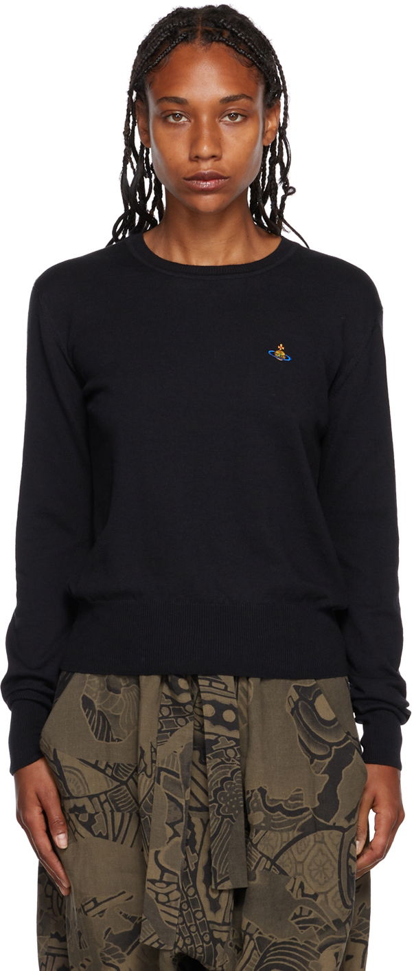 Cветр Vivienne Westwood Embroidered Logo Crew Neck Sweater чорний | 18030019-Y000E-