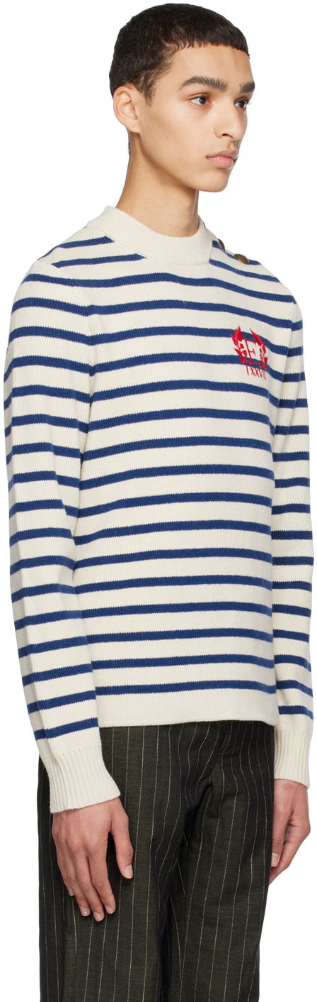 Cветр Erdem Sweater With Shoulder Buttons and Embroidered Logo білий | MS23_812MGSCWK HAMISH JUMPER, 1
