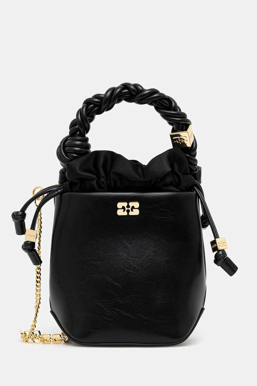 Сумочка GANNI GANNI Bou Bucket Mini Crinkle Oleatex Bag чорний | A6509