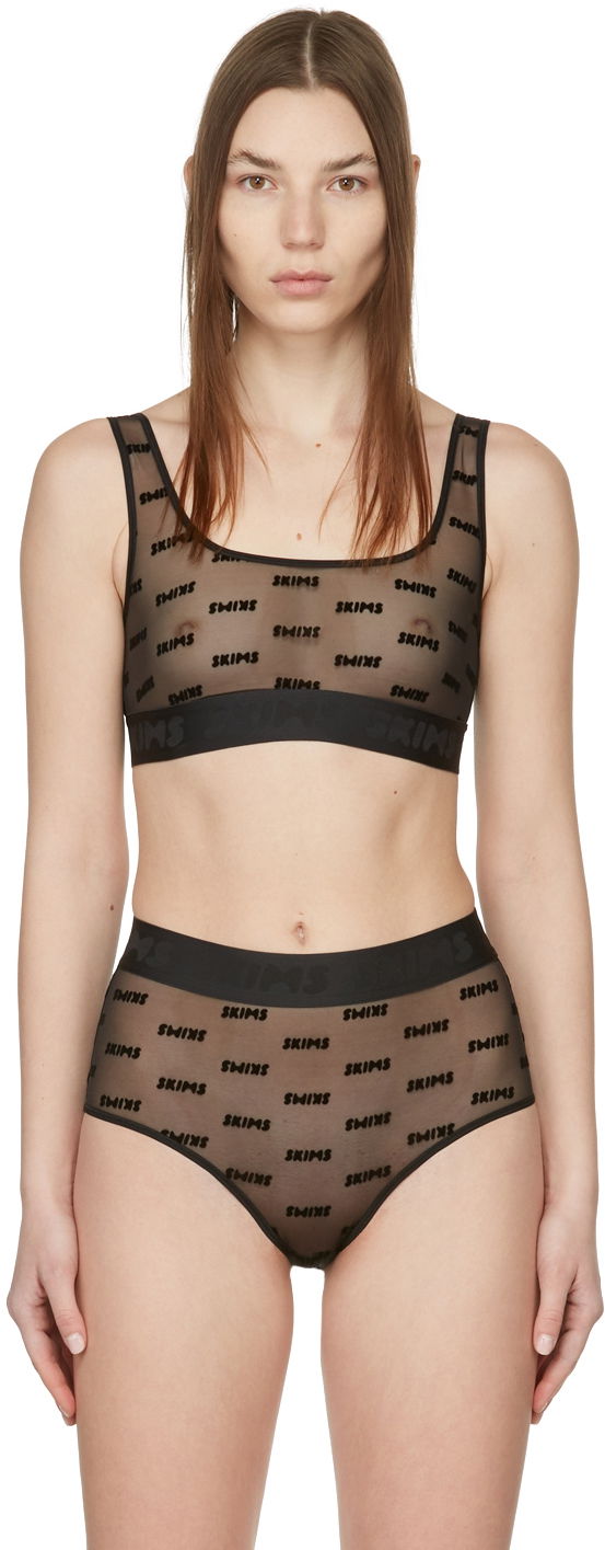 Бюстгальтер SKIMS After Hours Logo-Jacquard Mesh Bra чорний | BR-SCN-1312