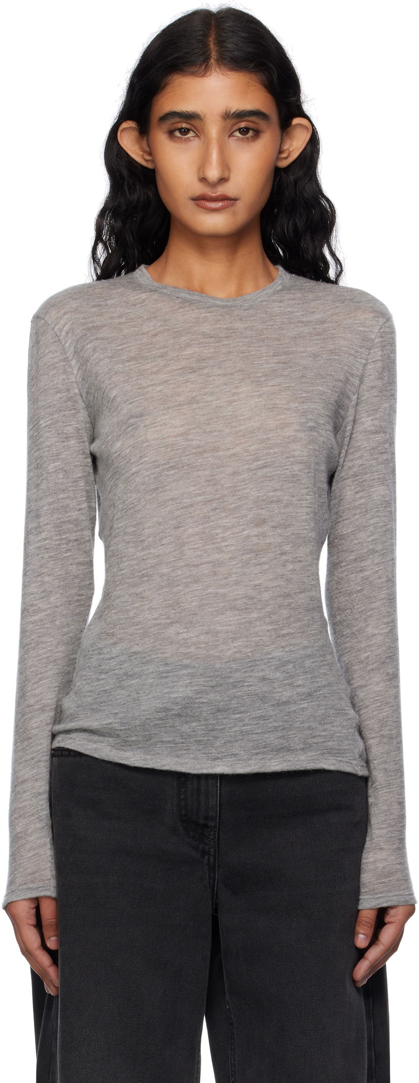 Cветр The Row The Row Iverness Long Sleeve Sweater Сірий | 5590-K52