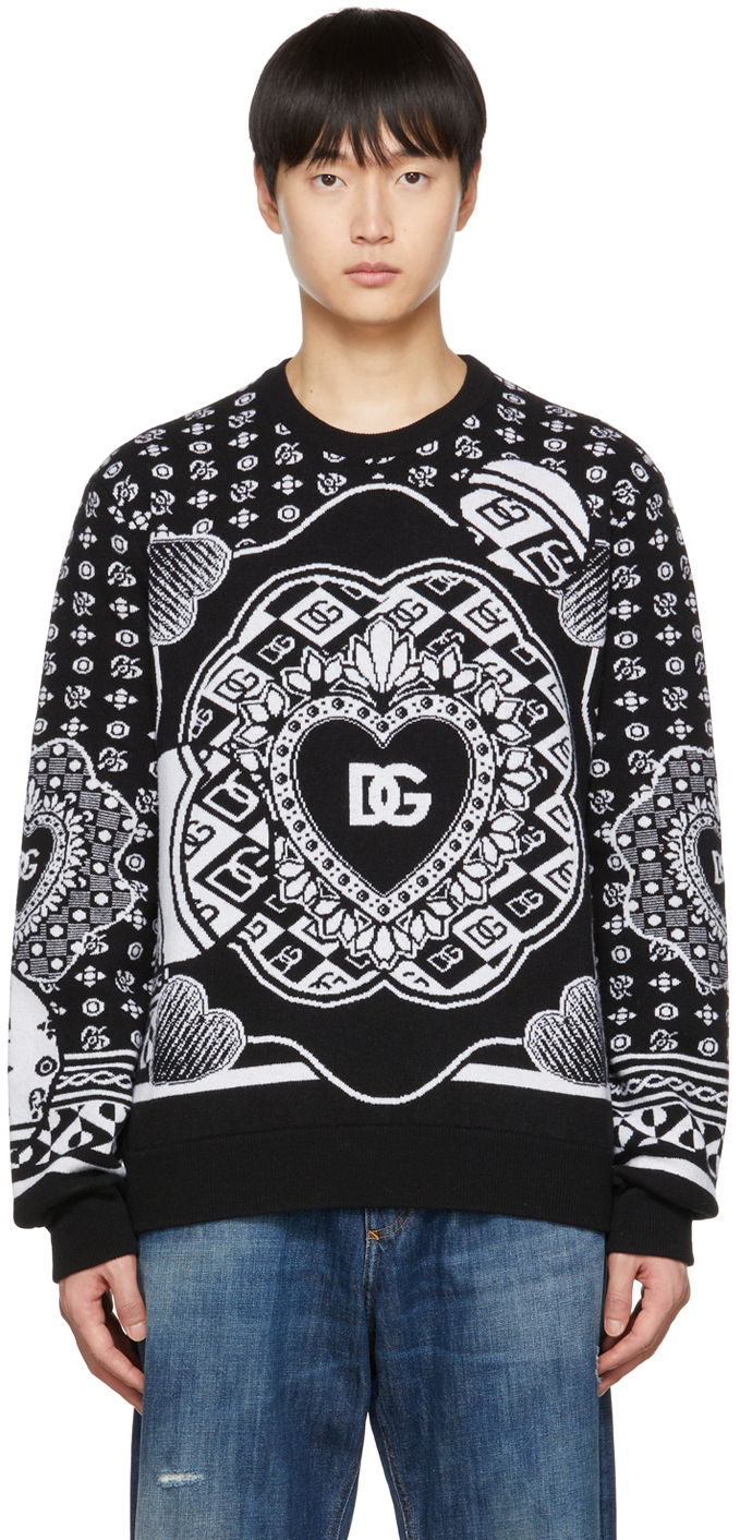 Cветр Dolce & Gabbana Black Graphic Sweater чорний | GXJ79TJAWJ4