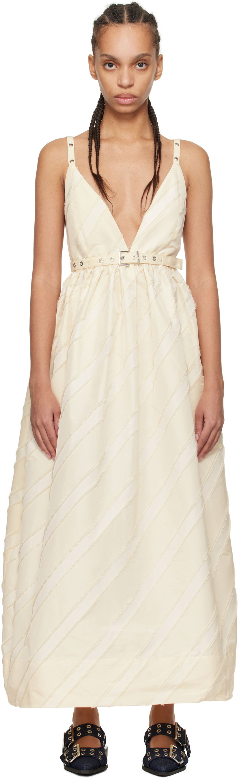 плаття GANNI GANNI Stripe Strap Maxi Dress бежевий | W0173