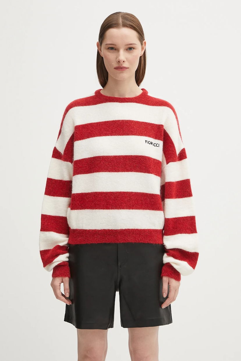 Cветр Fiorucci Fiorucci Cropped Alpaca Striped Sweater Червоний | W02FPKSW448KN11RD02