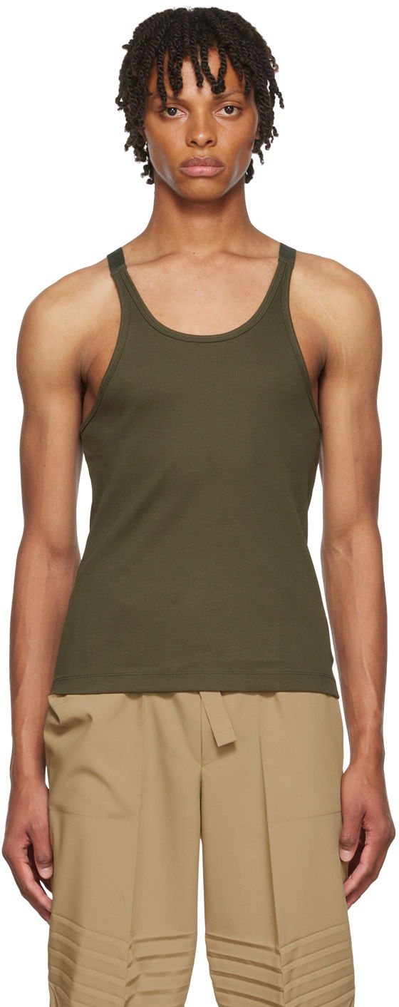 Безрукавка Dion Lee Men's Exclusive Ribbed Tank Top Зелений | MOSS RIB