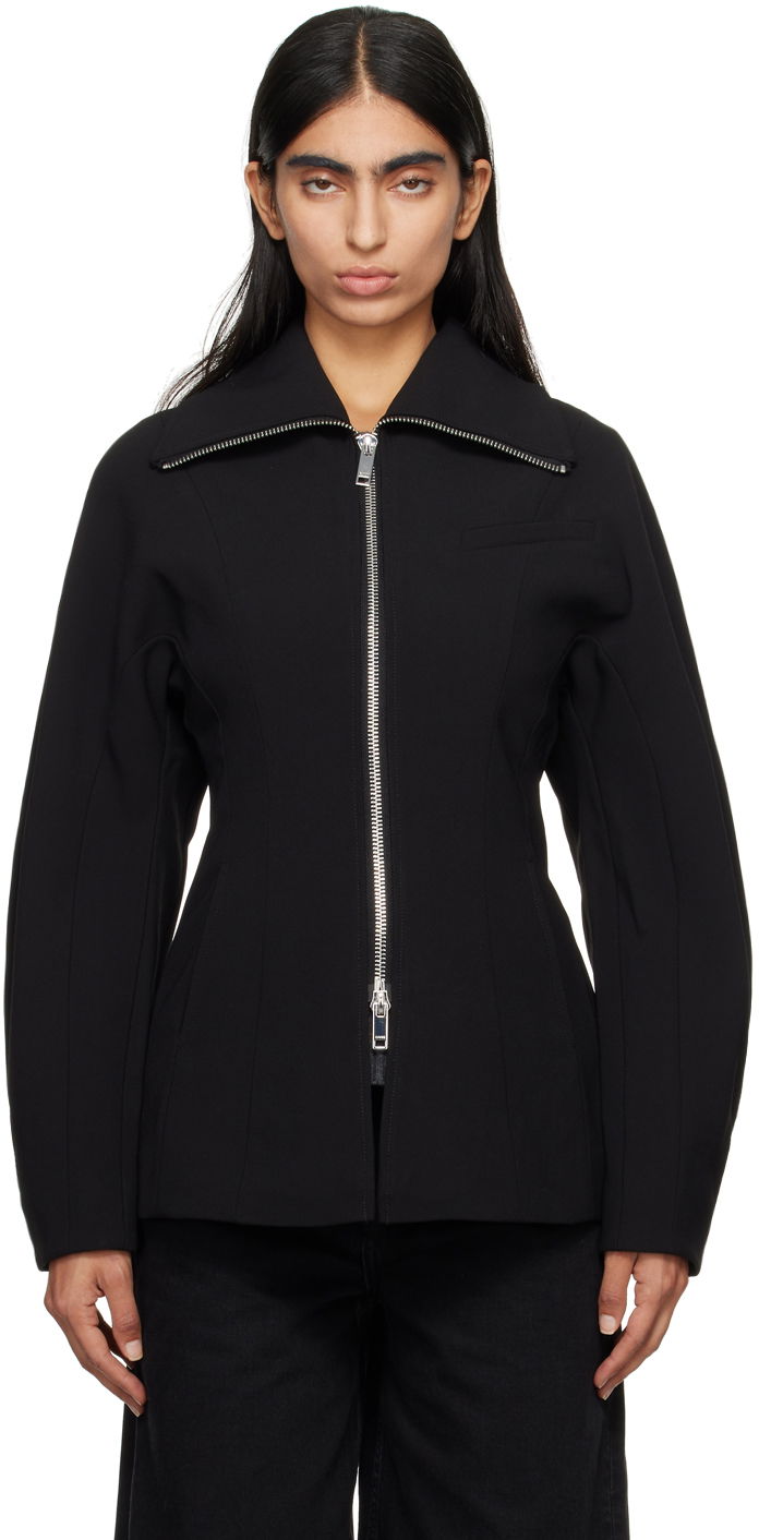 Куртка GANNI GANNI Bonded Crepe Curve Sleeve Jacket чорний | F9608