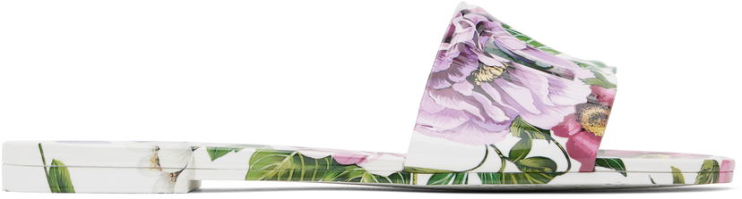 плаття Dolce & Gabbana Dolce&Gabbana Floral Print Rubber Slides білий | CW2215 A6L05