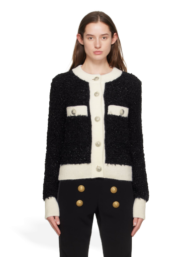 Cветр Balmain Textured Cardigan чорний | BF0KL125KF19