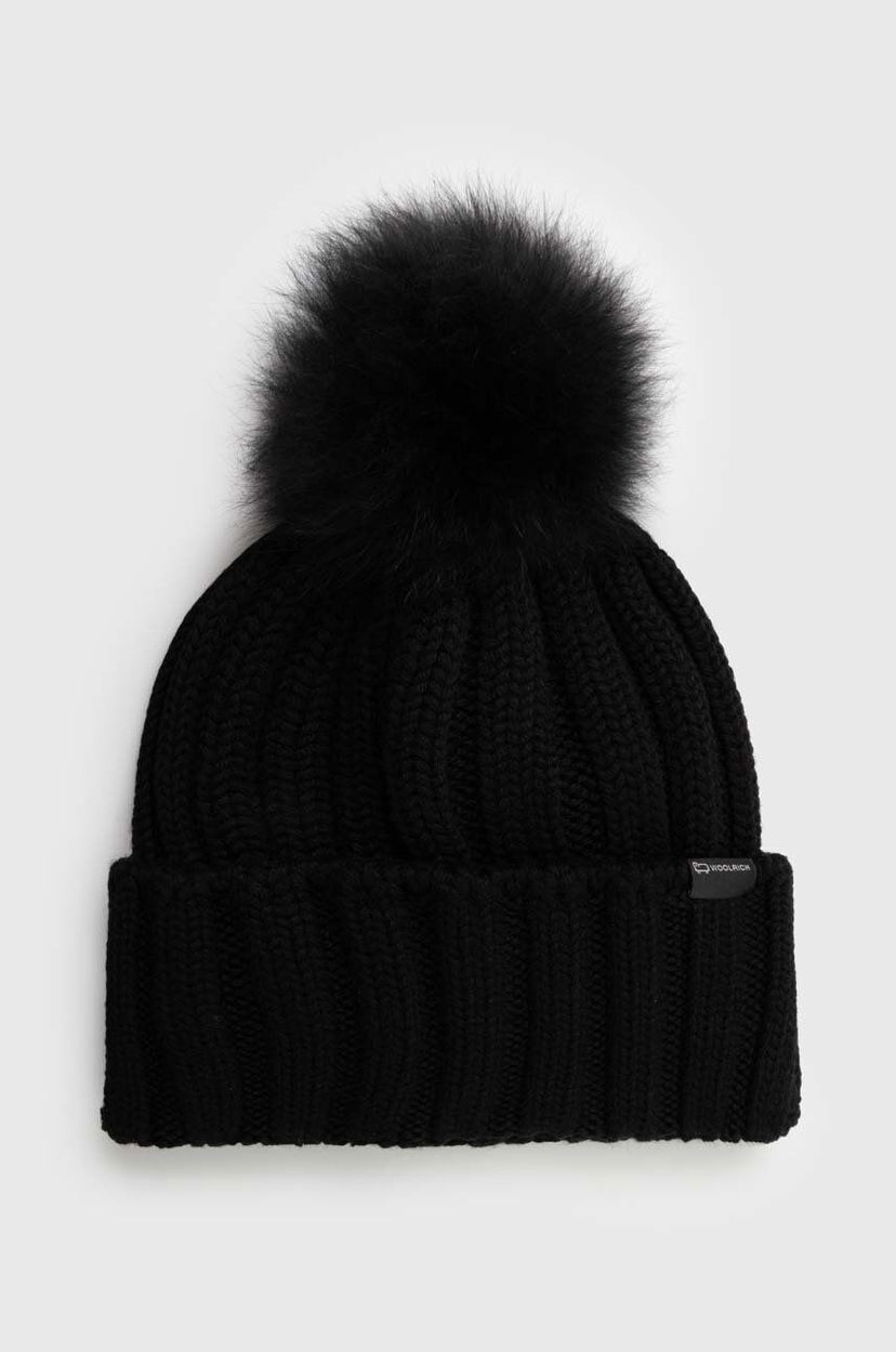 Шапка WOOLRICH Wool Beanie with Pom-Pom чорний | CFWWAC0163FRUF0428