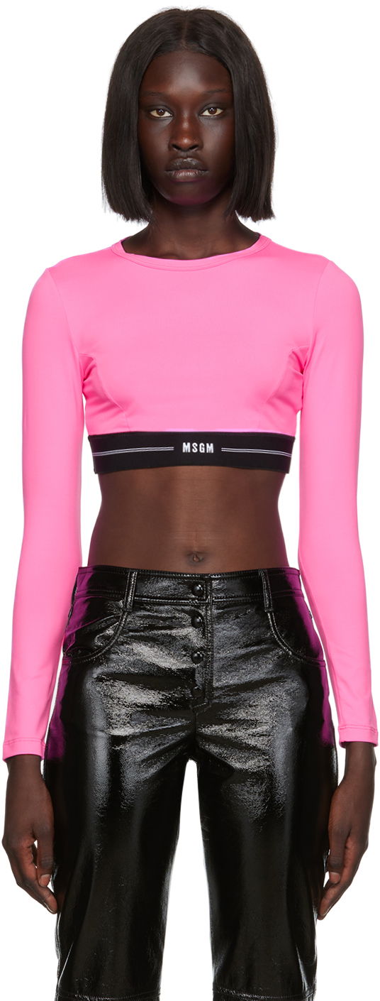 Кроп-топи MSGM MSGM Cropped Long Sleeve Top Рожевий | 3341MDM91 227584
