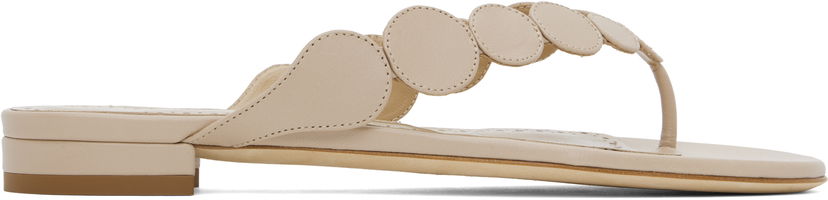 Аксесуари Manolo Blahnik Manolo Blahnik Nour Scalloped Thong Sandals бежевий | 424-1837