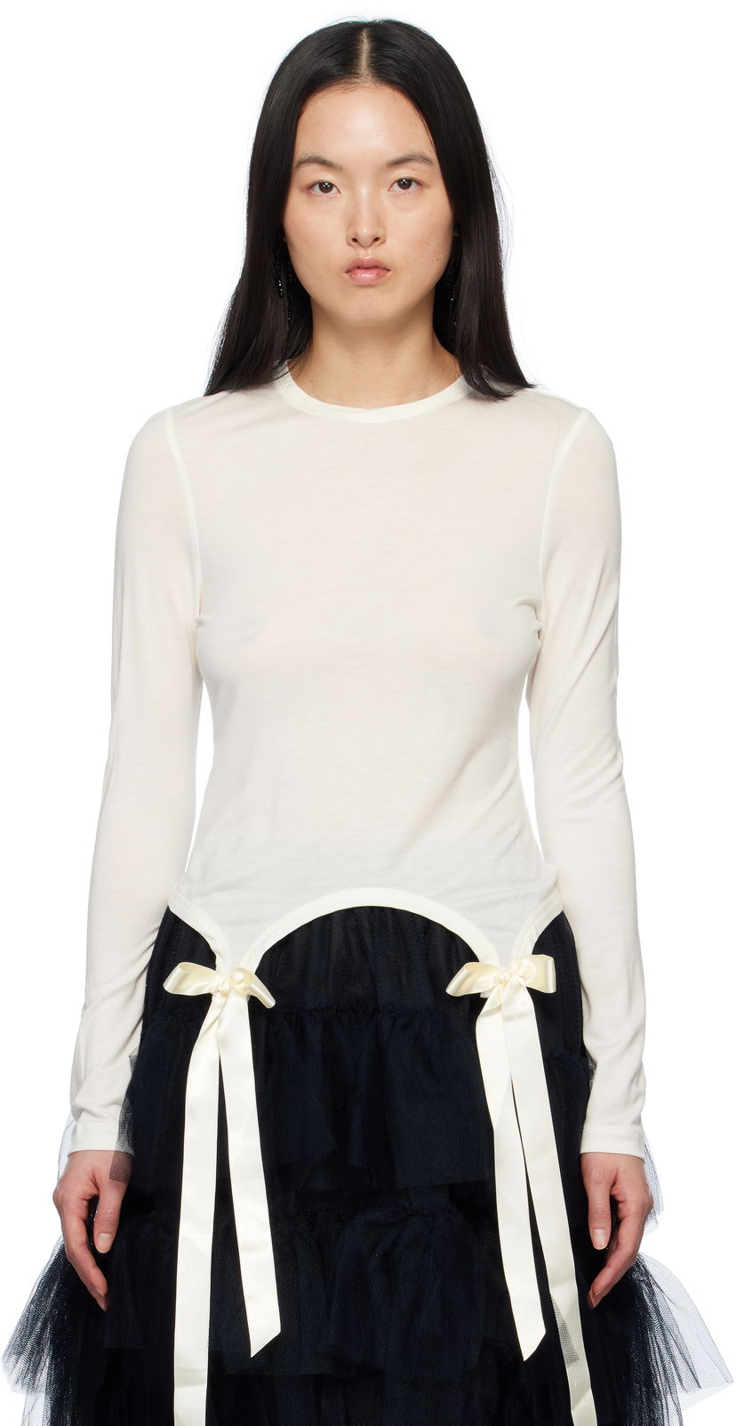 Футболка Simone Rocha Simone Rocha Bow Tail T-Shirt білий | 5313 0571