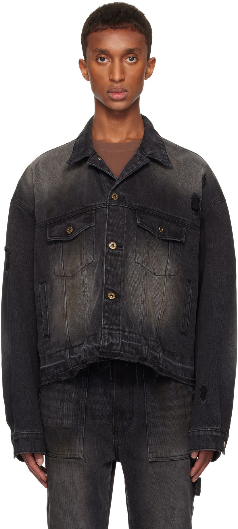 Куртка We11done Distressed Denim Jacket чорний | WD-DJ3-24-310-U-BK