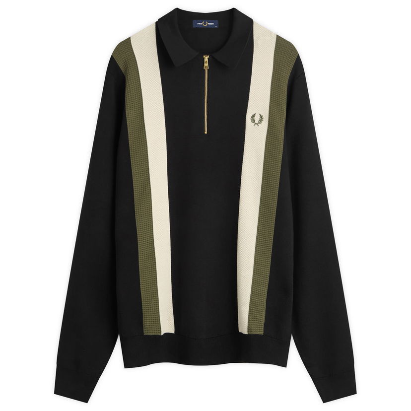 Сорочка поло Fred Perry Fred Perry Textured Knitted Zip Polo Shirt, Size Large чорний | K1354-102