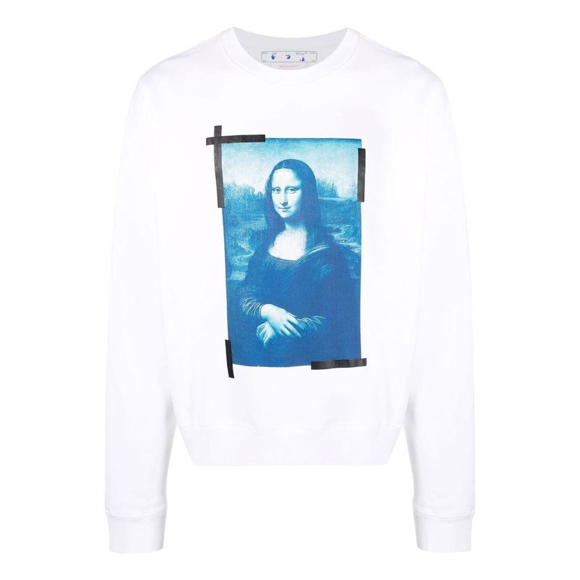 Світшоти Off-White Off-White Mona Lisa Graphic Sweatshirt білий | OMBA058C99FLE0030145