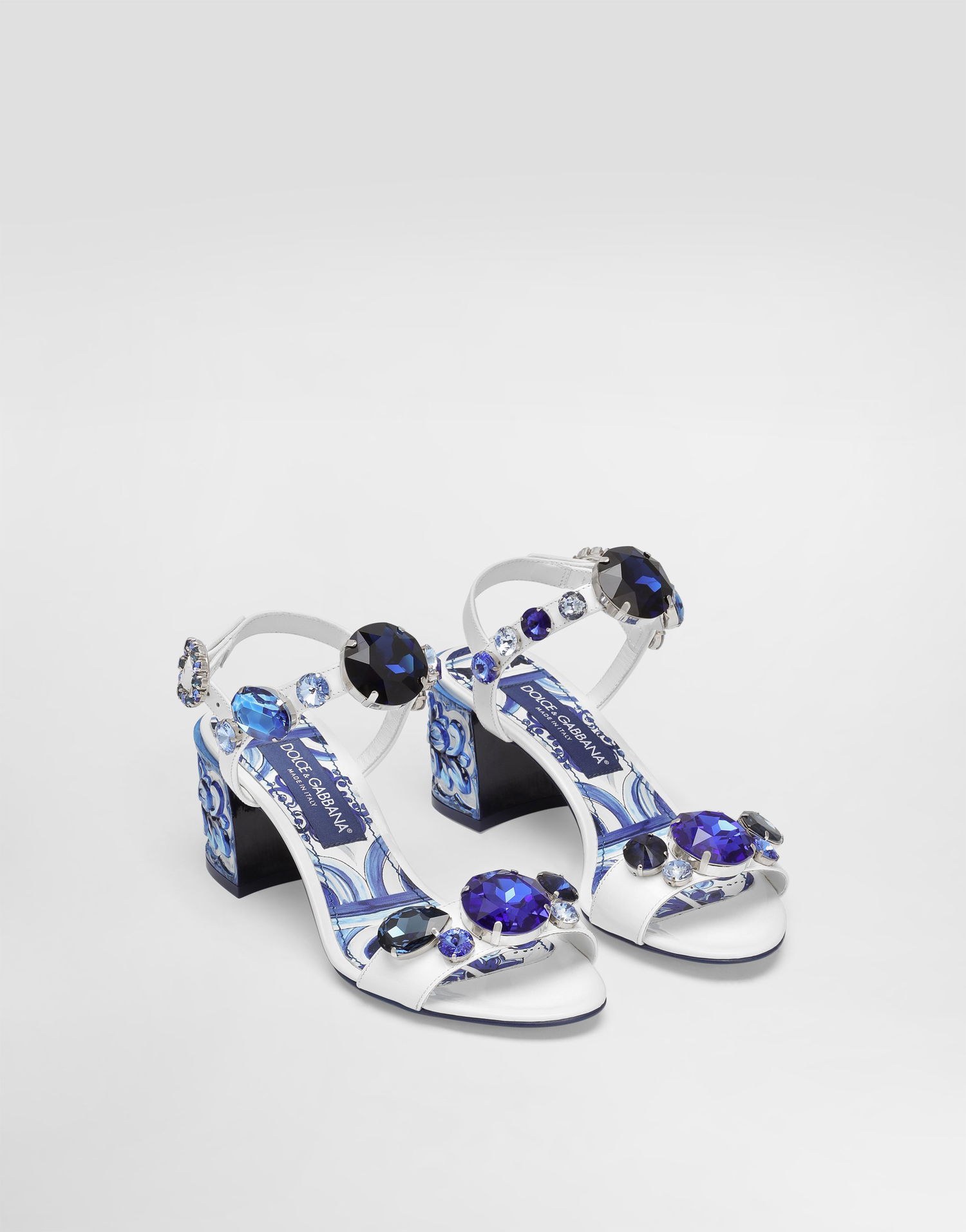 Аксесуари Dolce & Gabbana Dolce & Gabbana Patent Leather Sandals with Jewels and Floral Heel білий | CR1733AT848HA3OB, 1