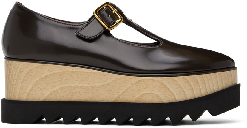 Кросівки та взуття Stella McCartney Sneak-Elyse T-Bar Platform Loafers Коричневий | 810448AP0350