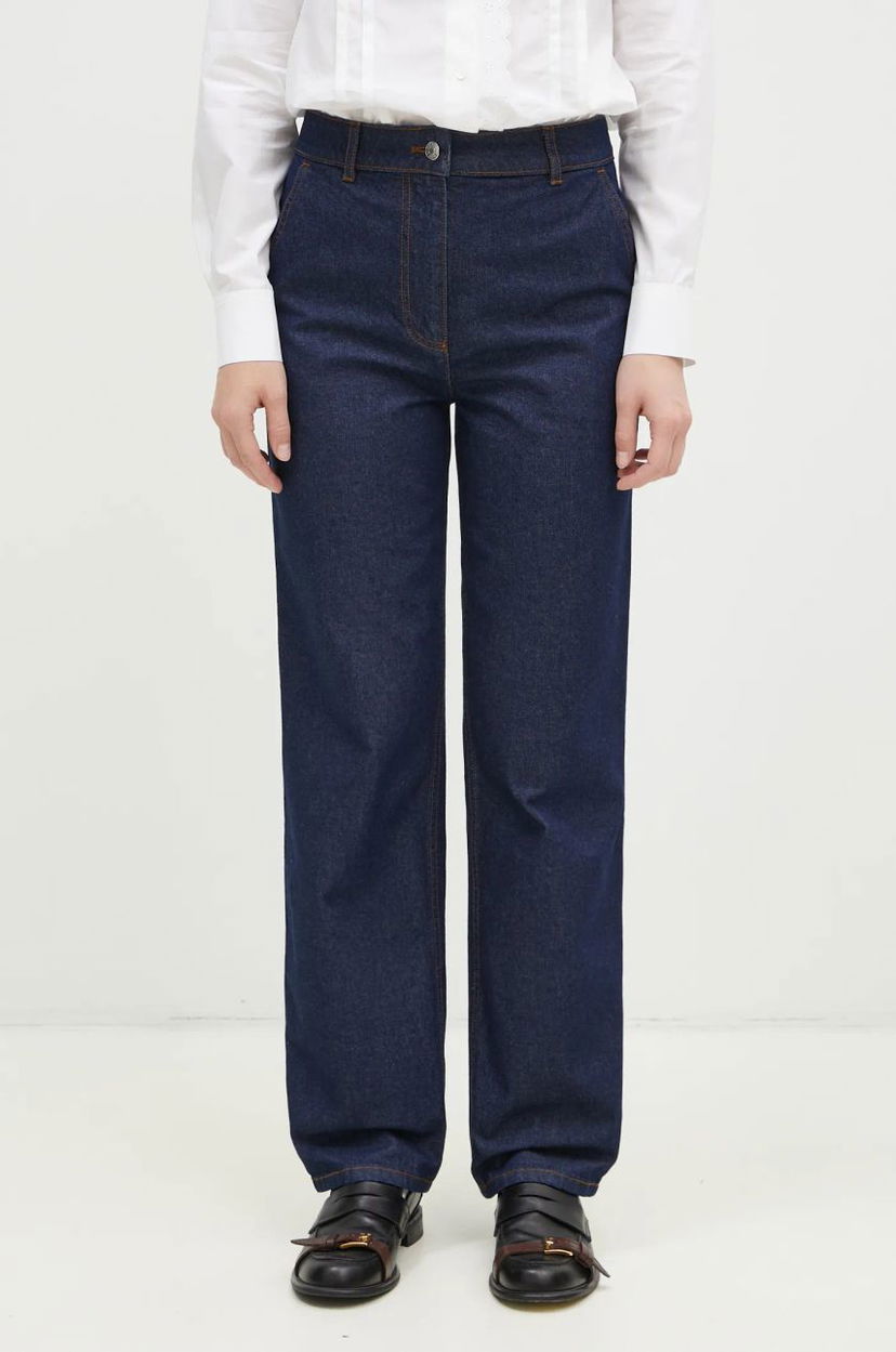 Джинси MAISON KITSUNÉ Straight High-Waisted Denim Jeans Синій | NW01113WW0081