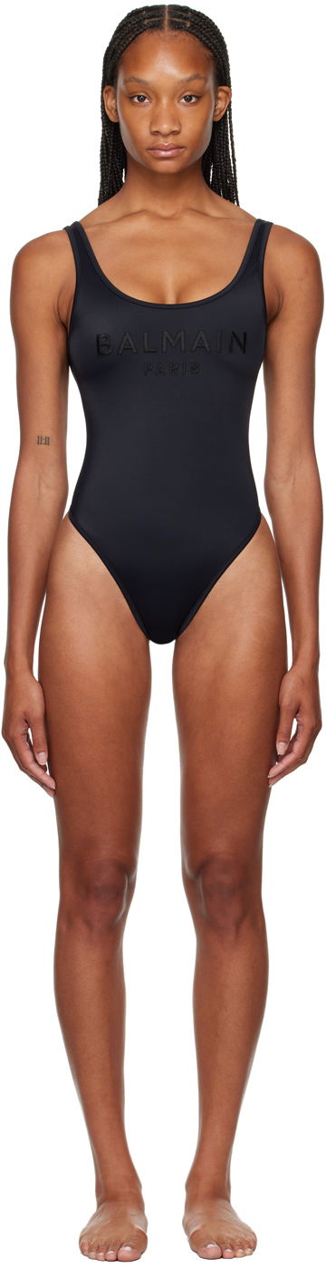 Купальники Balmain Black Logo Swimsuit чорний | BKBG72100