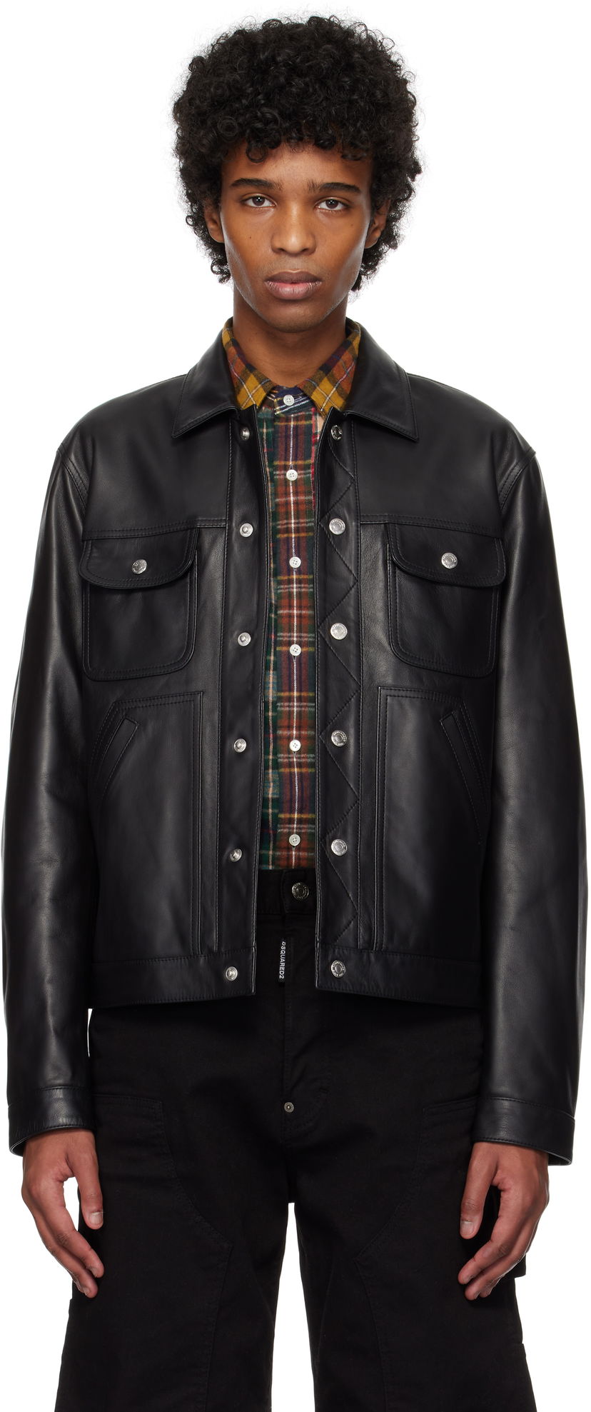 Куртка DSQUARED2 Dsquared2 Boxy Jean Leather Jacket чорний | S74AM1571_SY1491