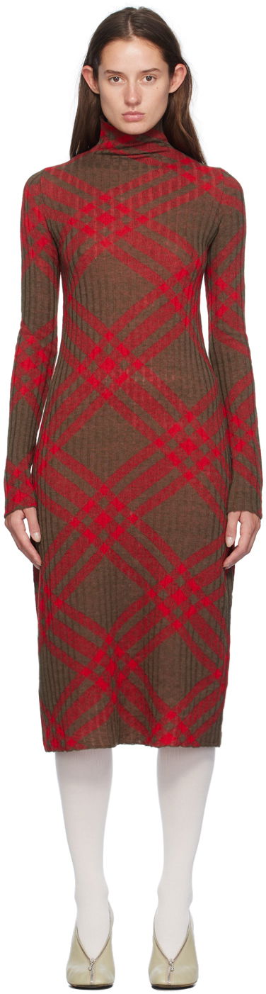 плаття Burberry Check Midi Dress Червоний | 8093580