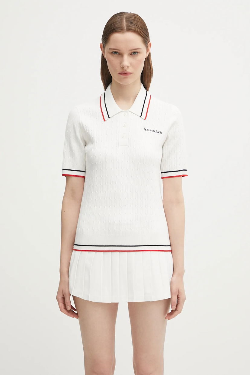 плаття Sporty & Rich Sporty & Rich Serif Logo Mini Cable Polo Dress білий | TO068602300WH58