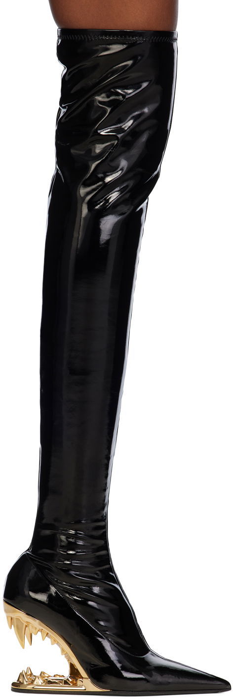 Одяг GCDS GCDS Morso Thigh-High Patent Leather Boots чорний | A1OW4605AA9