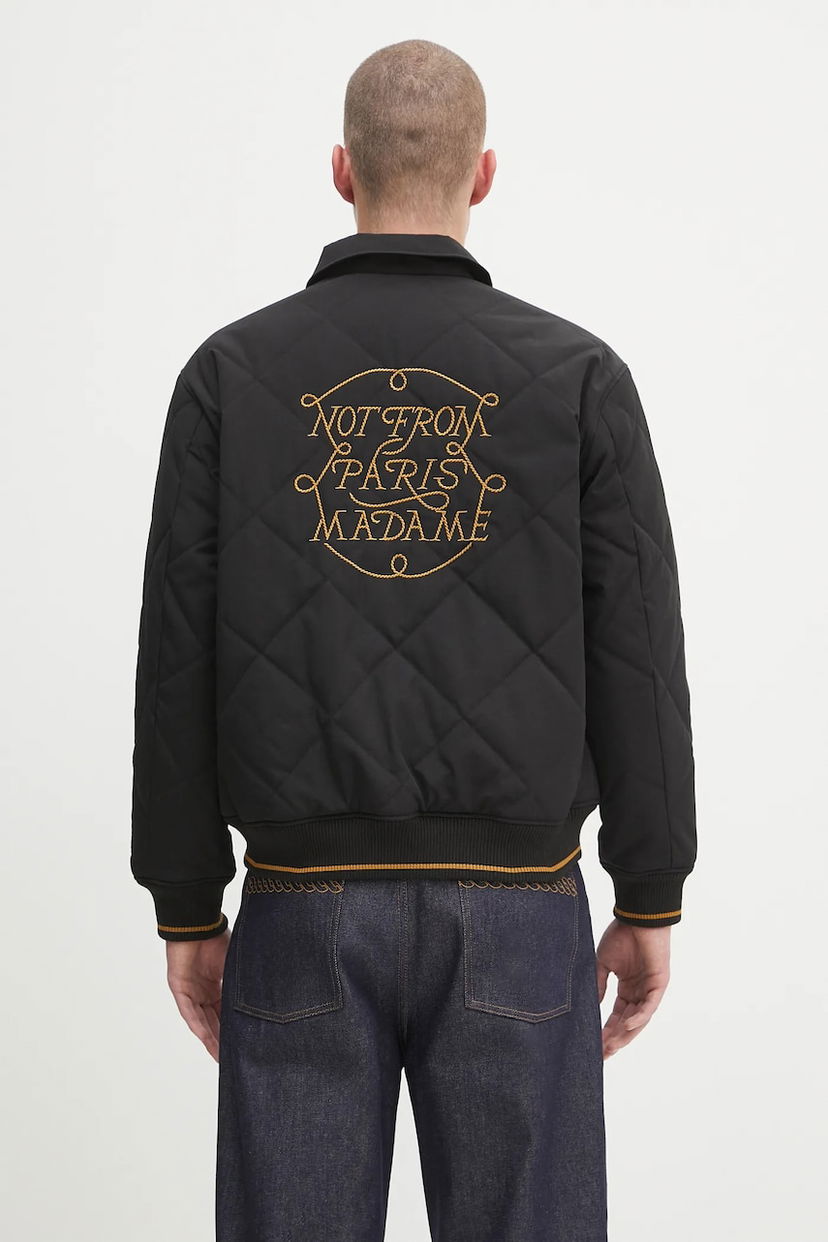 Куртка Drôle de Monsieur Drôle de Monsieur La Veste Slogan Tresses Quilted Jacket чорний | H.JT236.PL163
