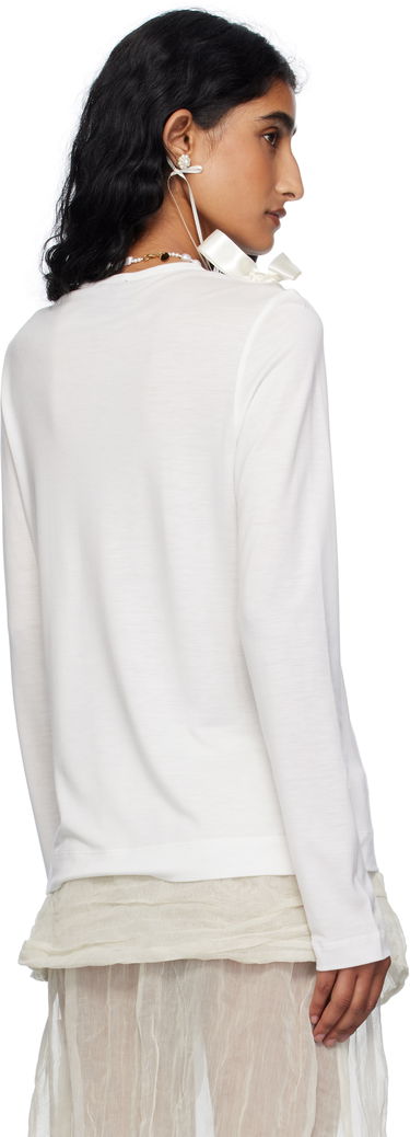 Футболка Simone Rocha Simone Rocha Bow Ribbon Tail Long Sleeve T-shirt білий | 5367 0571, 2