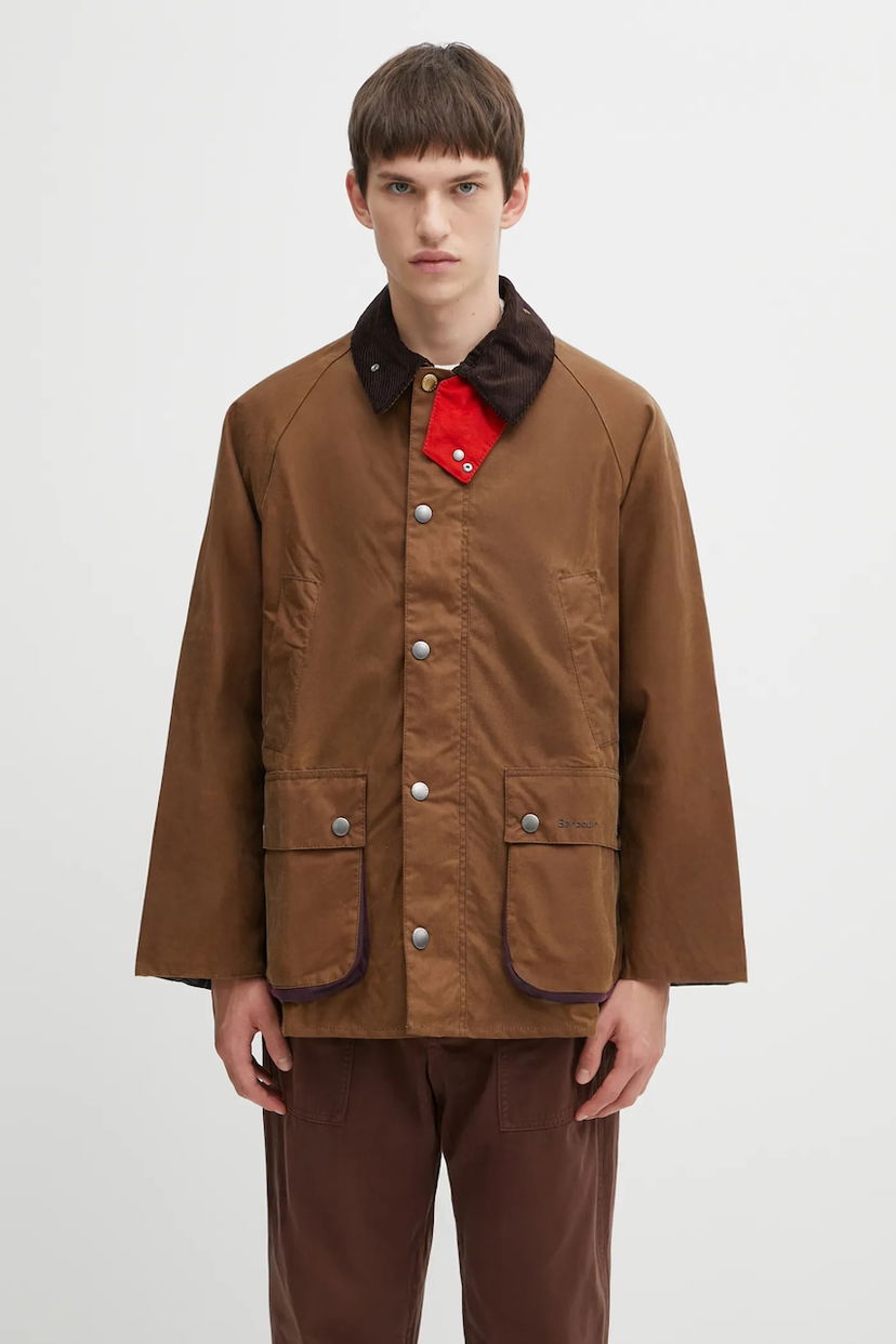 Куртка Barbour Paul Smith OS Bedale Wax Jacket with Red Snap Tab and Corduroy Collar Коричневий | MWX2515TA51