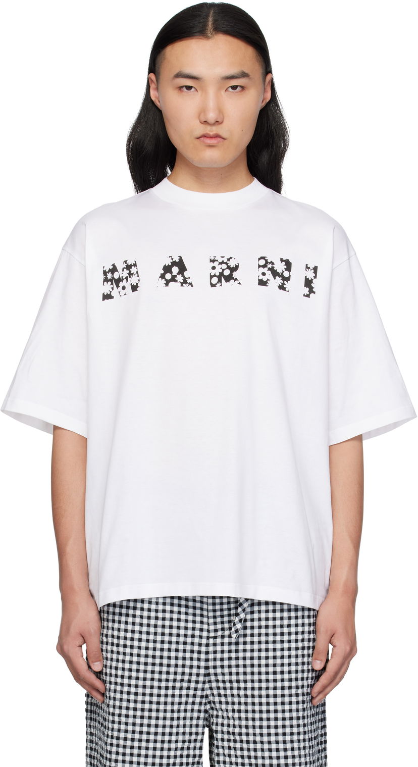 Футболка Marni Marni Pop Fields Logo T-Shirt білий | HUMU0223IP USCX50