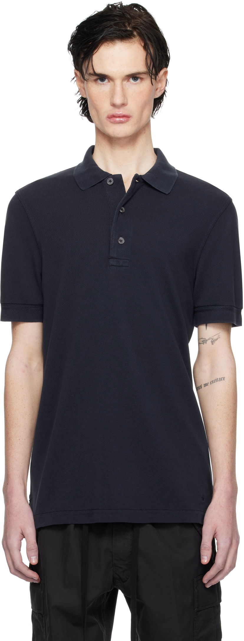 Сорочка поло Tom Ford Three-Button Polo Shirt темно-синій | JPS011-JMT009S25